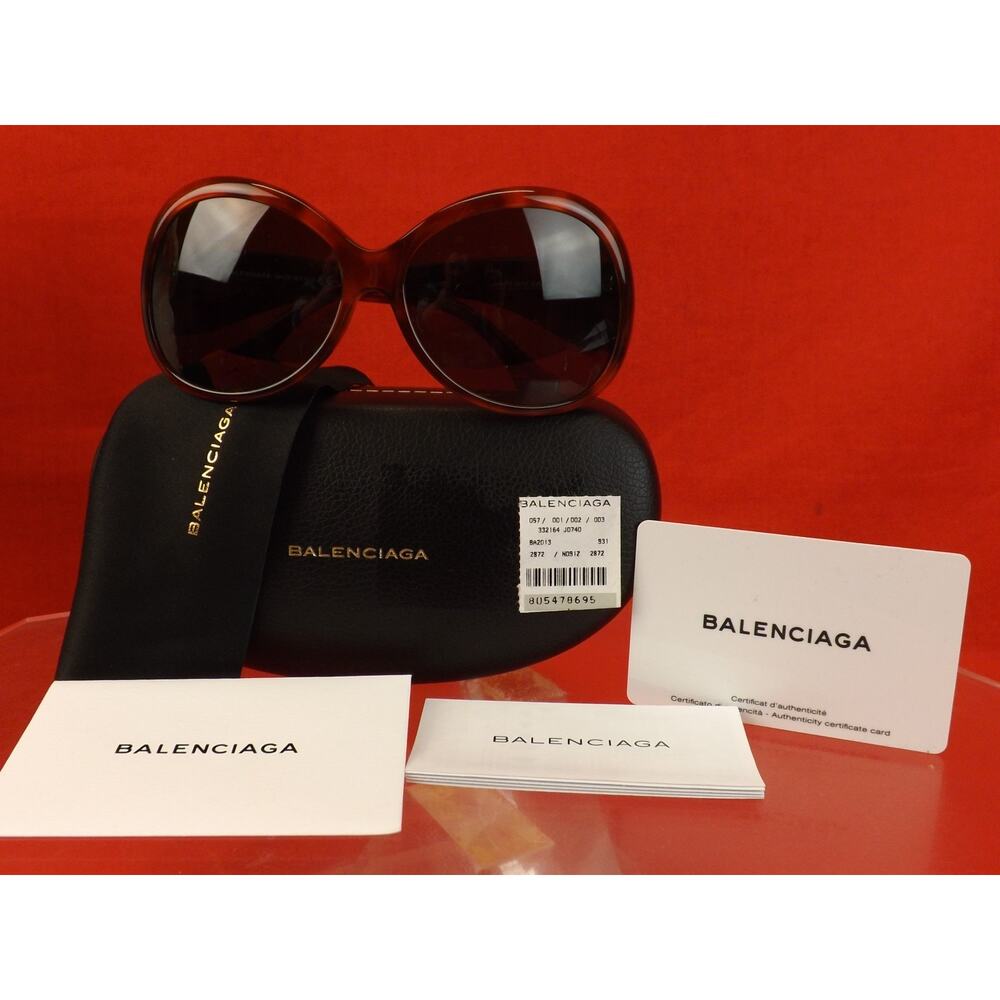 NWT BALENCIAGA BA2013 53N HAVANA PLASTIC FRAME OVERSIZED SUNGLASSES $495 ITALY